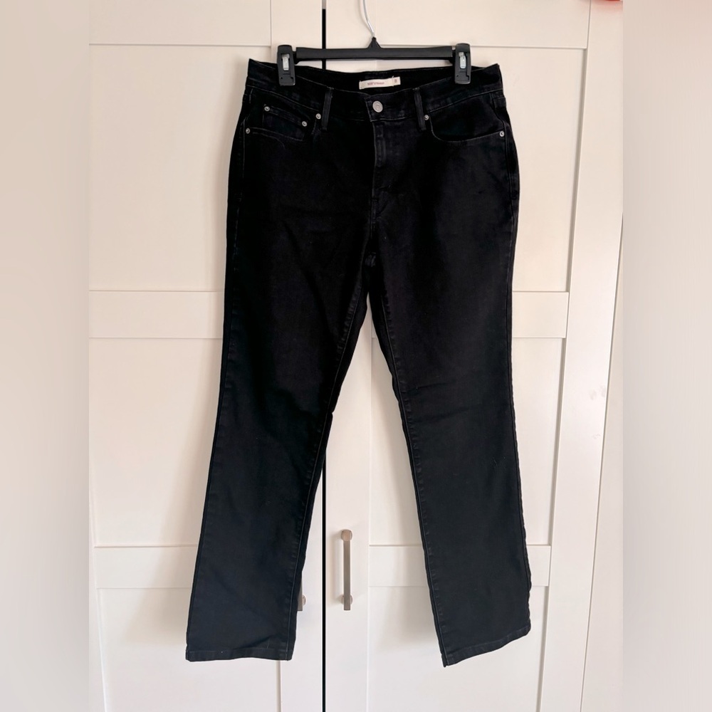 Levi's 505 black denim jeans size 8 straight leg casual chic